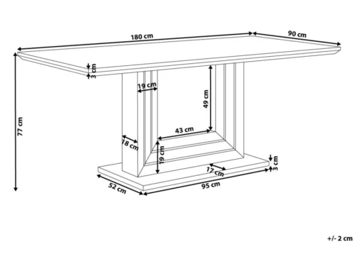 Table En Acier Blanc 180 X 90 Cm KALONA -Meilleur Meubles Magasin table a manger 16226155