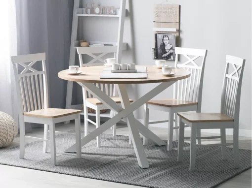 Table Ronde En Bois Clair Et Blanc JACKSONVILLE -Meilleur Meubles Magasin table a manger 16227035