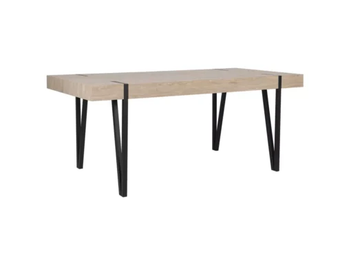Table 180 X 90 Cm Bois Clair Et Noir ADENA -Meilleur Meubles Magasin table a manger 16228415