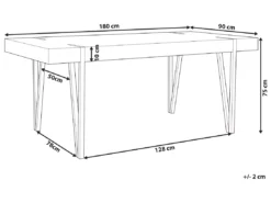 Table 180 X 90 Cm Bois Clair Et Noir ADENA -Meilleur Meubles Magasin table a manger 16228419