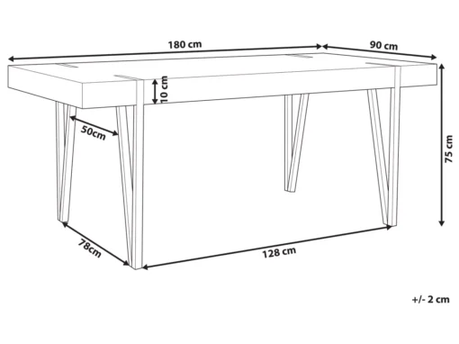 Table 180 X 90 Cm Bois Clair Et Noir ADENA -Meilleur Meubles Magasin table a manger 16228419