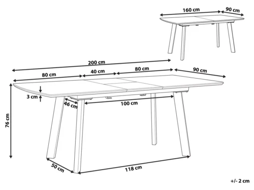 Table à Manger Extensible Effet Bois Foncé Et Noire 160/200 X 90 Cm SALVADOR -Meilleur Meubles Magasin table a manger 16266103