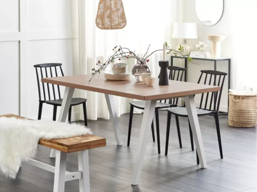 Table De Salle à Manger Bois Clair Et Blanc 150 X 90 Cm LENISTER -Meilleur Meubles Magasin table a manger 16408697