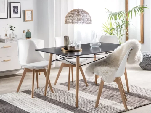 Table Noire 140 X 80 Cm BIONDI -Meilleur Meubles Magasin table a manger 16690013