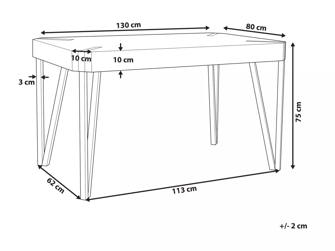 Table Bois Taupe/noir 130x80 Cm CAMBELL 5 Table Bois Taupe/noir 130x80 Cm CAMBELL – Image 3