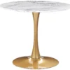 Table à Manger Ronde ⌀ 90 Cm Effet Marbre Blanc / Support Doré BOCA -Meilleur Meubles Magasin table a manger 16690601