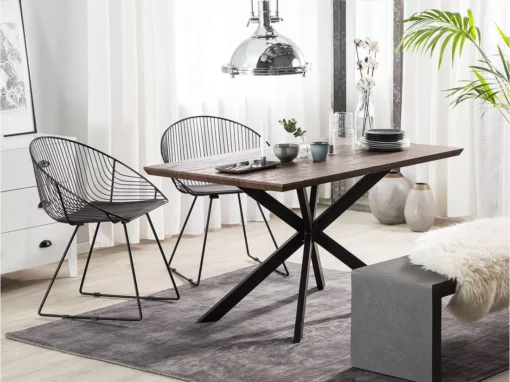 Table 140 X 80 Cm Bois Foncé Et Noir SPECTRA -Meilleur Meubles Magasin table a manger 16690879