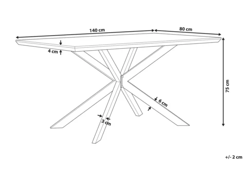 Table 140 X 80 Cm Bois Foncé Et Noir SPECTRA -Meilleur Meubles Magasin table a manger 16690881