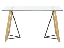 Table à Manger Transparente Et Effet Bois Clair 140 X 80 Cm TACOMA -Meilleur Meubles Magasin table a manger 16691055
