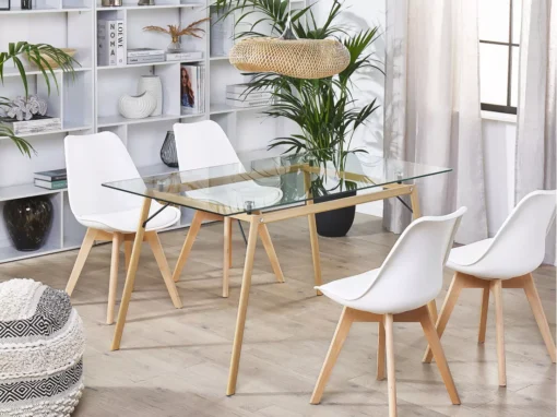 Table à Manger Transparente / Effet Bois Clair 140 X 80 Cm KAMINA -Meilleur Meubles Magasin table a manger 16691109