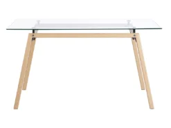 Table à Manger Transparente / Effet Bois Clair 140 X 80 Cm KAMINA -Meilleur Meubles Magasin table a manger 16691113