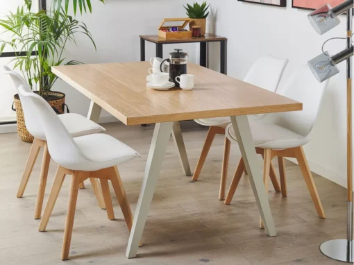 Table De Salle à Manger Effet Bois Clair Et Grise 150 X 90 Cm LENISTER -Meilleur Meubles Magasin table a manger 16691233