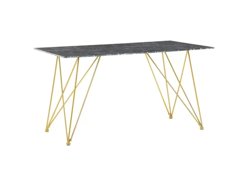 Table à Manger Effet Marbre Noir Et Dorée 140 X 80 Cm KENTON -Meilleur Meubles Magasin table a manger 16691273