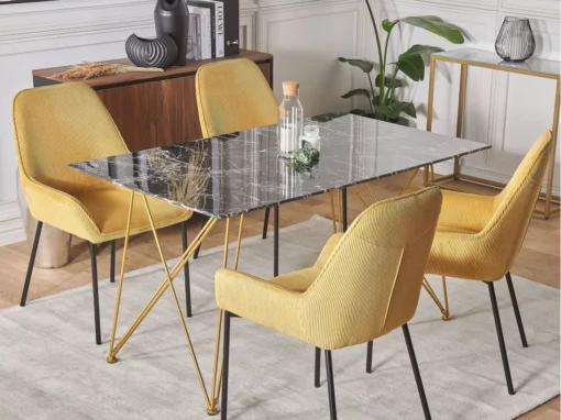 Table à Manger Effet Marbre Noir Et Dorée 140 X 80 Cm KENTON -Meilleur Meubles Magasin table a manger 16691275