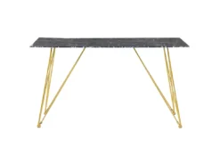 Table à Manger Effet Marbre Noir Et Dorée 140 X 80 Cm KENTON -Meilleur Meubles Magasin table a manger 16691279
