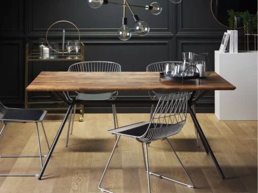 Table à Manger Effet Bois Foncé Et Noire 160 X 90 Cm AMSTERDAM -Meilleur Meubles Magasin table a manger 16691353