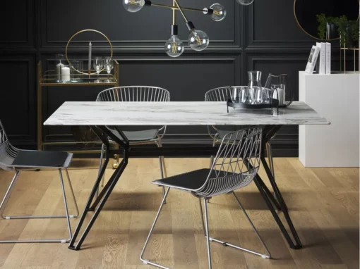 Table De Salle à Manger Effet Marbre Blanc / Noir 160 X 90 Cm BALLINA -Meilleur Meubles Magasin table a manger 16691501