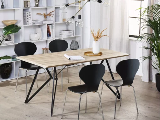 Table De Salle à Manger 160 X 90 Cm Effet Bois Et Noir BUSCOT -Meilleur Meubles Magasin table a manger 16691555