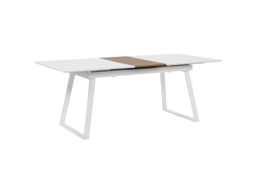 Table 160 X 90 Cm Plateau Extensible Blanc Et Bois Clair KALUNA -Meilleur Meubles Magasin table a manger 16701005