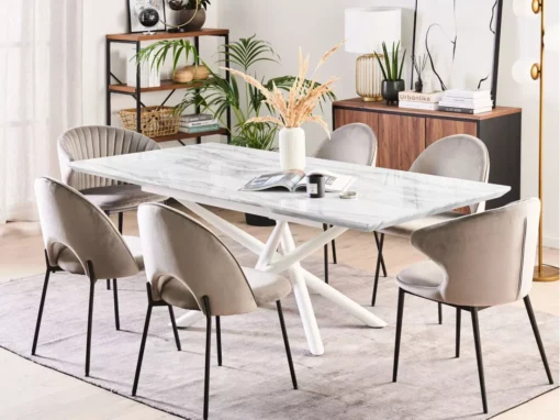 Table à Manger Extensible Effet Marbre / Blanc 160/200 X 90 Cm MOIRA -Meilleur Meubles Magasin table a manger 16701109