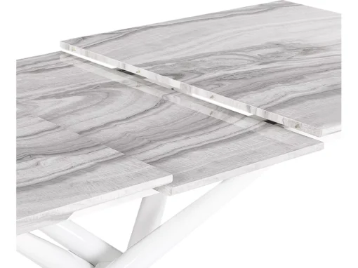 Table à Manger Extensible Effet Marbre / Blanc 160/200 X 90 Cm MOIRA -Meilleur Meubles Magasin table a manger 16701123