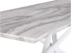 Table à Manger Extensible Effet Marbre / Blanc 160/200 X 90 Cm MOIRA -Meilleur Meubles Magasin table a manger 16701125