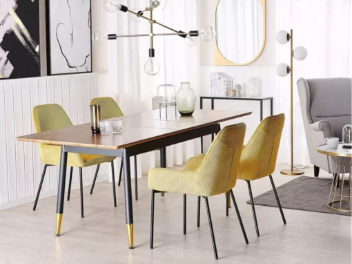 Table Extensible Effet Bois Foncé / Doré 160/200 X 90 Cm CALIFORNIA -Meilleur Meubles Magasin table a manger 17125073