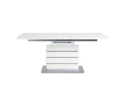 Table Extensible En Acier Blanc 180/220 X 90 Cm HAMLER -Meilleur Meubles Magasin table a manger 17163963