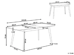 Table De Salle à Manger Extensible 120/150x75 Cm Marron MADOX -Meilleur Meubles Magasin table a manger 17164101