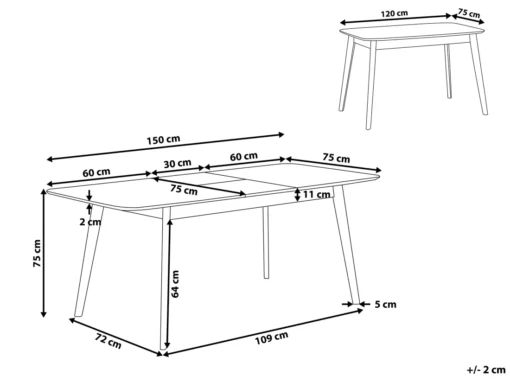 Table De Salle à Manger Extensible 120/150x75 Cm Marron MADOX -Meilleur Meubles Magasin table a manger 17164101