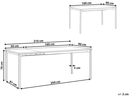 Table De Salle à Manger Extensible Noire 160 / 210 X 90 Cm AVIS -Meilleur Meubles Magasin table a manger 17164209