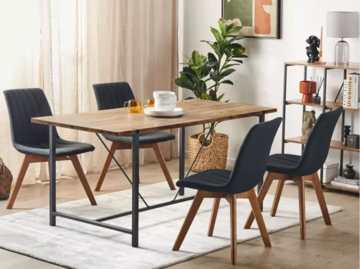 Table à Manger Bois Foncé / Métal Noir 160 X 80 Cm SARITAS -Meilleur Meubles Magasin table a manger 17461503
