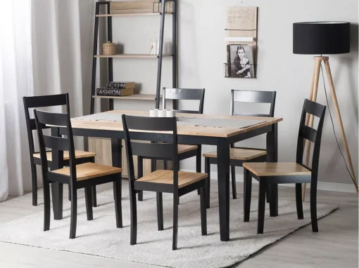 Table 150 X 90 Cm Marron Clair/noir GEORGIA -Meilleur Meubles Magasin table a manger 17461563