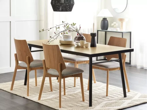 Table De Salle à Manger Bois Clair Et Noir 180 X 90 Cm IVORIE -Meilleur Meubles Magasin table a manger 17461687