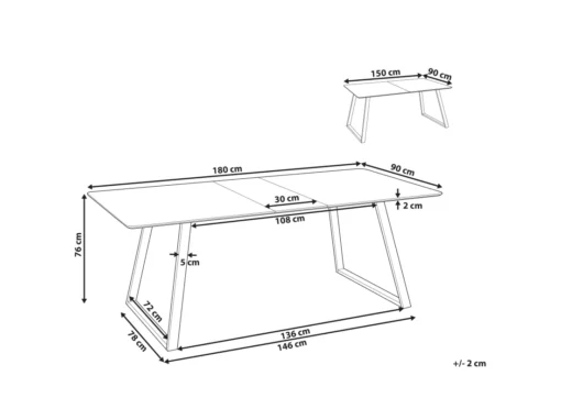 Table à Manger Extensible 150/180 X 90 Cm TOURAN -Meilleur Meubles Magasin table a manger 17462143