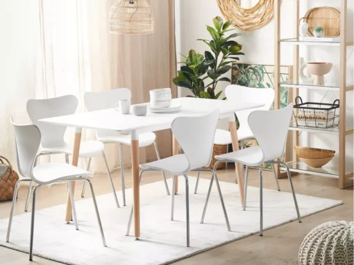 Table à Manger Extensible 120/150 X 80 Cm Blanche Effet Bois Clair MIRABEL -Meilleur Meubles Magasin table a manger 18759587