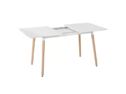 Table à Manger Extensible 120/150 X 80 Cm Blanche Effet Bois Clair MIRABEL -Meilleur Meubles Magasin table a manger 18759591