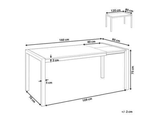 Table à Manger Extensible 120/160 X 80 Cm Noir GRANADA -Meilleur Meubles Magasin table a manger 18759609