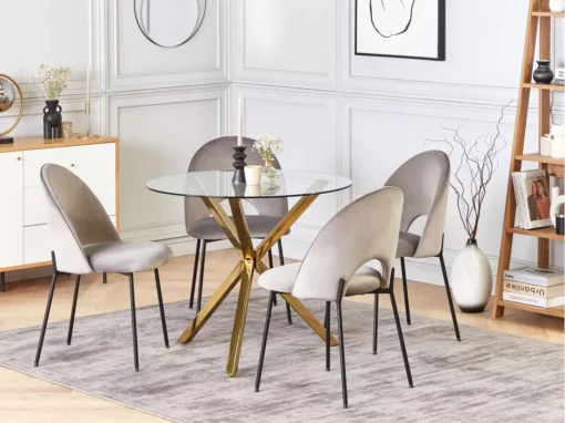 Table Ronde En Verre Avec Pieds Dorés 90 Cm SAVONI -Meilleur Meubles Magasin table a manger 19295927