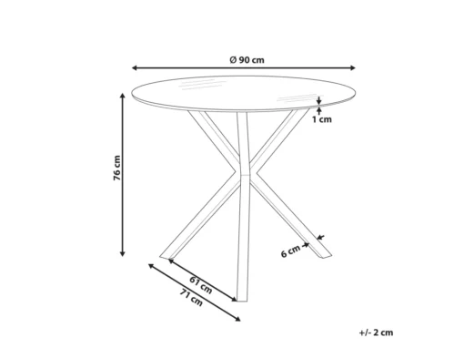 Table Ronde En Verre Avec Pieds Dorés 90 Cm SAVONI -Meilleur Meubles Magasin table a manger 19295929