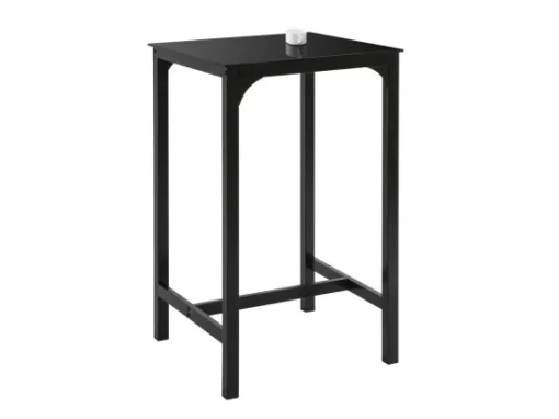 Table De Bar Carrée Table De Salle À Manger Plateau En Verre Pieds En Acier Robuste Noir, Ogt38-sch -Meilleur Meubles Magasin table a manger 19379311