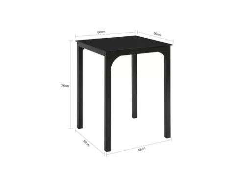 Table à Manger Carrée Noir Plateau En Verre Forme Carrée Pieds En Acier Robuste, OGT38-K-SCH -Meilleur Meubles Magasin table a manger 19380647