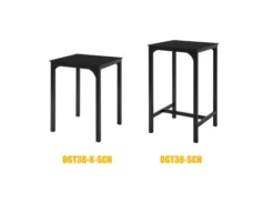 Table à Manger Carrée Noir Plateau En Verre Forme Carrée Pieds En Acier Robuste, OGT38-K-SCH -Meilleur Meubles Magasin table a manger 19380649