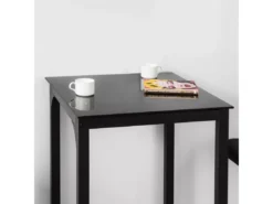 Table à Manger Carrée Noir Plateau En Verre Forme Carrée Pieds En Acier Robuste, OGT38-K-SCH -Meilleur Meubles Magasin table a manger 19380659