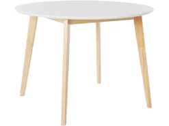 Table à Manger Ronde En MDF Blanc Avec Structure En Pin Nature -Meilleur Meubles Magasin table a manger 21689037