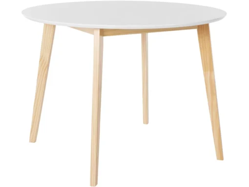 Table à Manger Ronde En MDF Blanc Avec Structure En Pin Nature -Meilleur Meubles Magasin table a manger 21689037