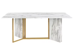 Table De Salle à Manger Effet Marbre Et Doré 100 X 200 Cm CALCIO -Meilleur Meubles Magasin table a manger 22998845