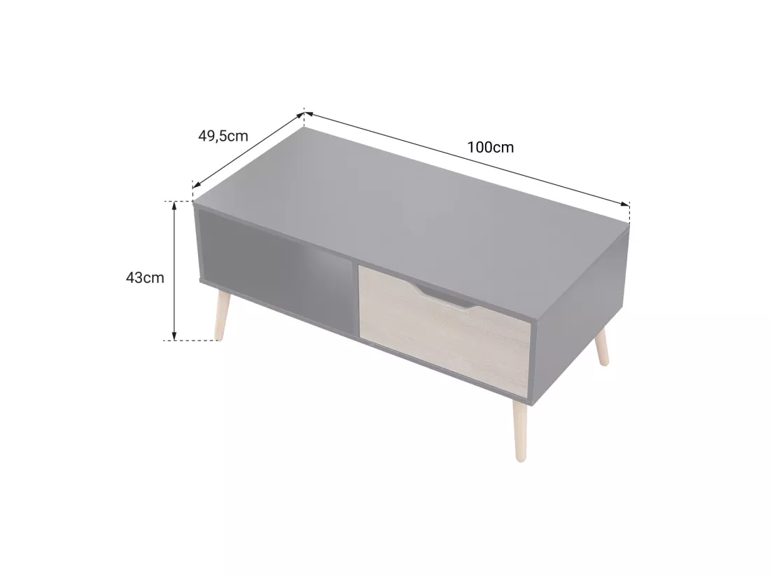 Table Basse Avec Tiroir Style Scandinave Blanche FREJA - HAPPY GARDEN 7 Table Basse Avec Tiroir Style Scandinave Blanche FREJA - HAPPY GARDEN – Image 5