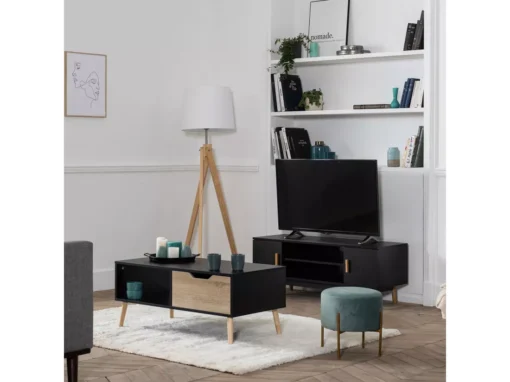 Table Basse Avec Tiroir Style Scandinave Noire FREJA - HAPPY GARDEN -Meilleur Meubles Magasin table basse 10779757