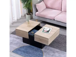 Table Basse Avec Plateaux Amovibles Noire GRETA - HAPPY GARDEN -Meilleur Meubles Magasin table basse 10779769